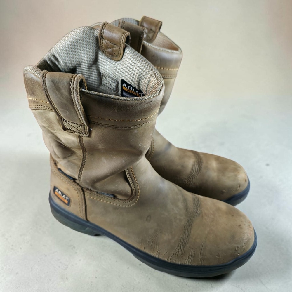 Ariat Turbo Waterproof Carbon Toe Work Boot Mens 10.5 Brown Leather *Read Desc.